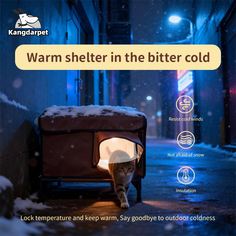 Insulated Waterproof Outdoor Cat House with Escape Door