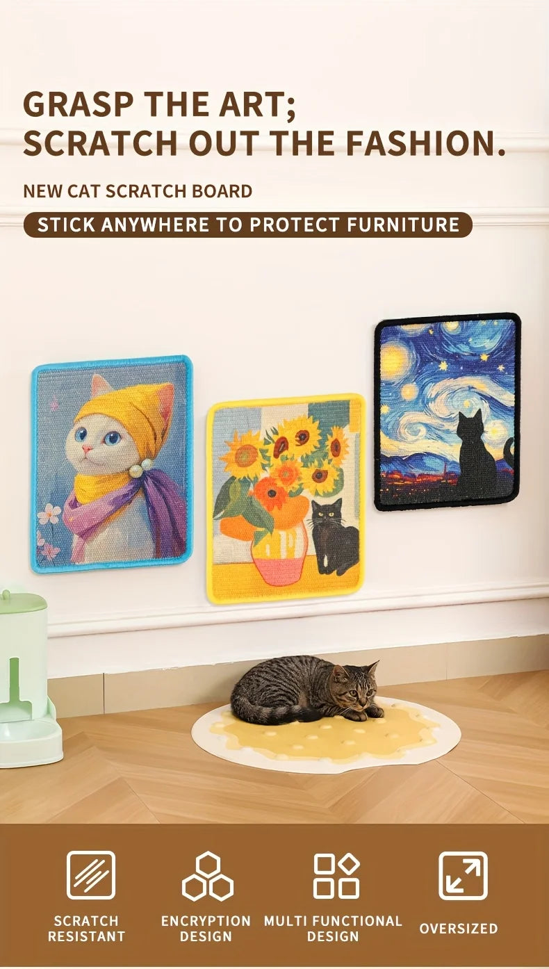 Minimalist Wall-Mounted Cat Scratching Mat | Space-Saving Soft Fabric Clawing Pad