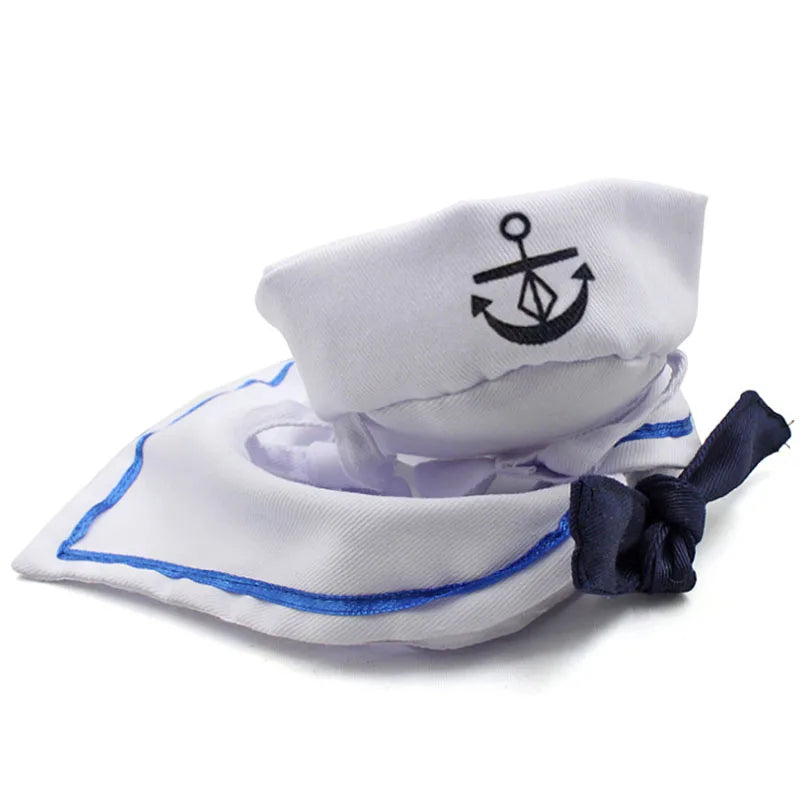 Nautical Navy Sailor Cat Cosplay Costume - Cute Two-Piece Pet Apparel Set