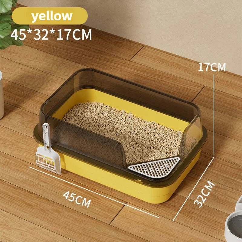 Splash-Proof High-Fence Semi-Enclosed Cat Litter Box