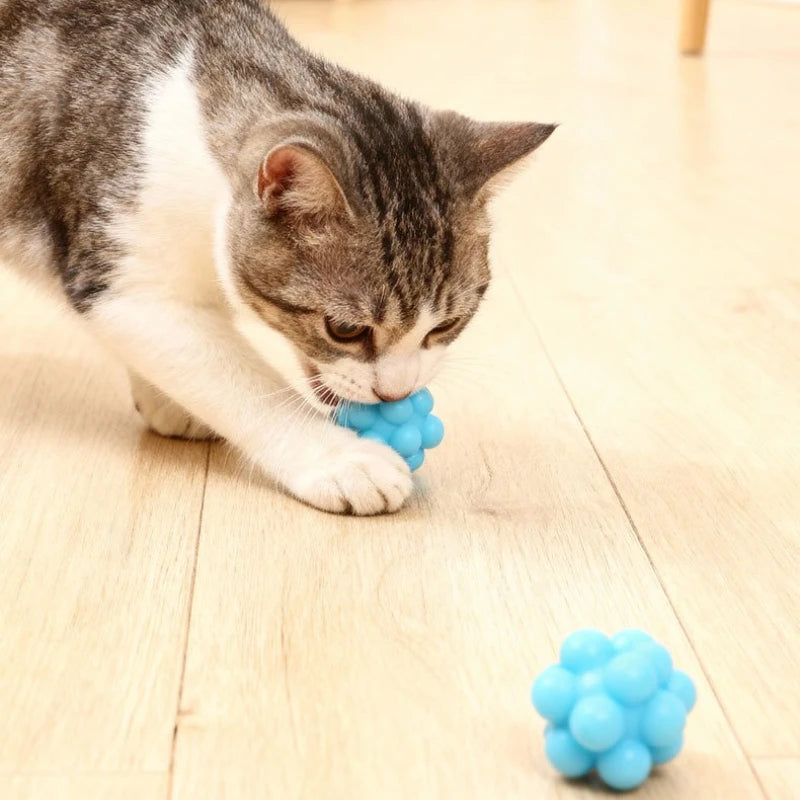 High-Elasticity Silicone Cat Chew Ball | Interactive Bouncy Chase & Dental Teeth Cleaning Toy