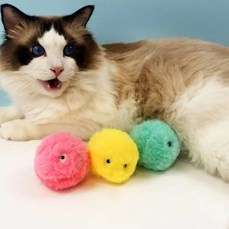Smart Interactive Chirping Cat Ball | Pet-Safe Plush Sounding Toy with Catnip Pouch