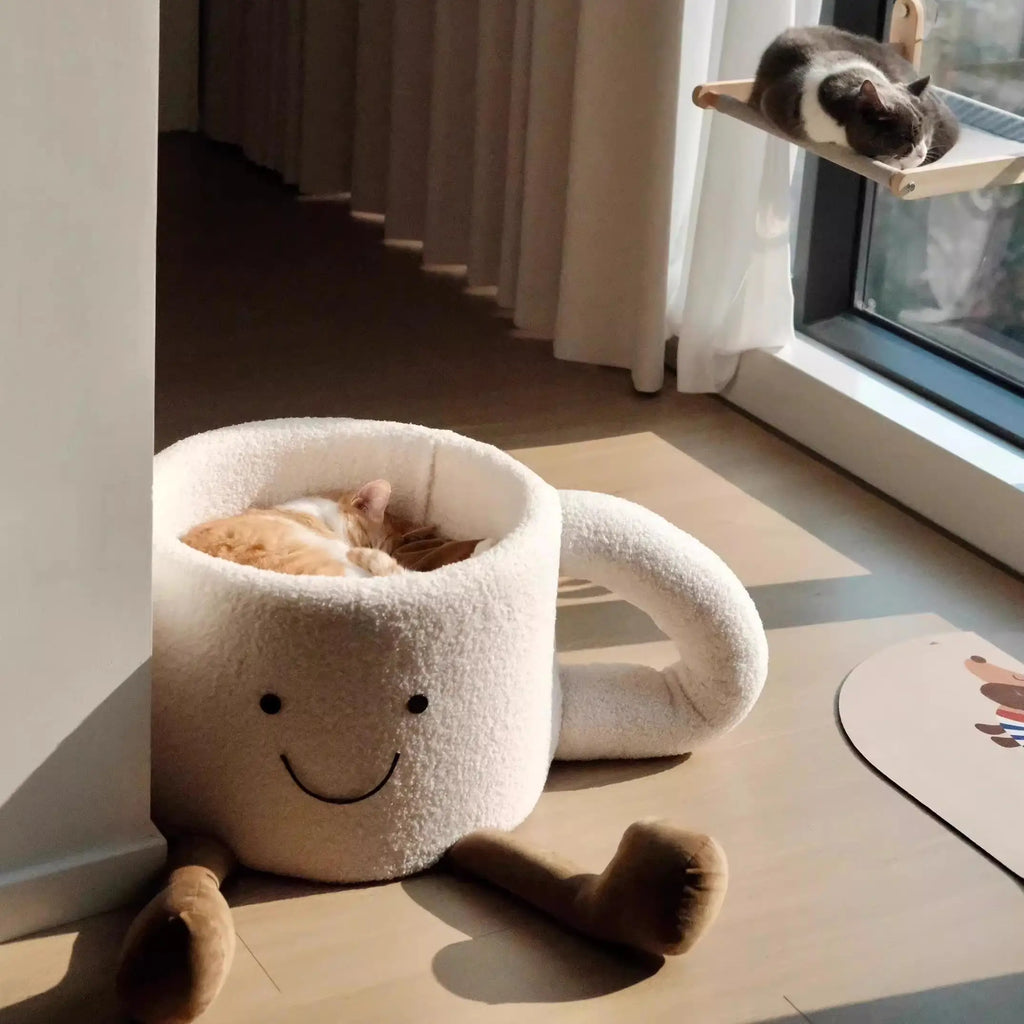 2026 Artisanal Semi-Closed Luxury "Cup" Cat Nest | Thickened Orthopedic Winter Warmth Sanctuary