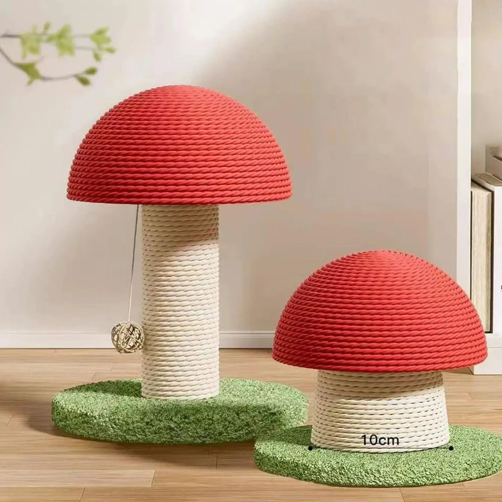 Mushroom Castle Mini Cat Scratching Post | Modern Natural Sisal Vertical Claw Scratcher