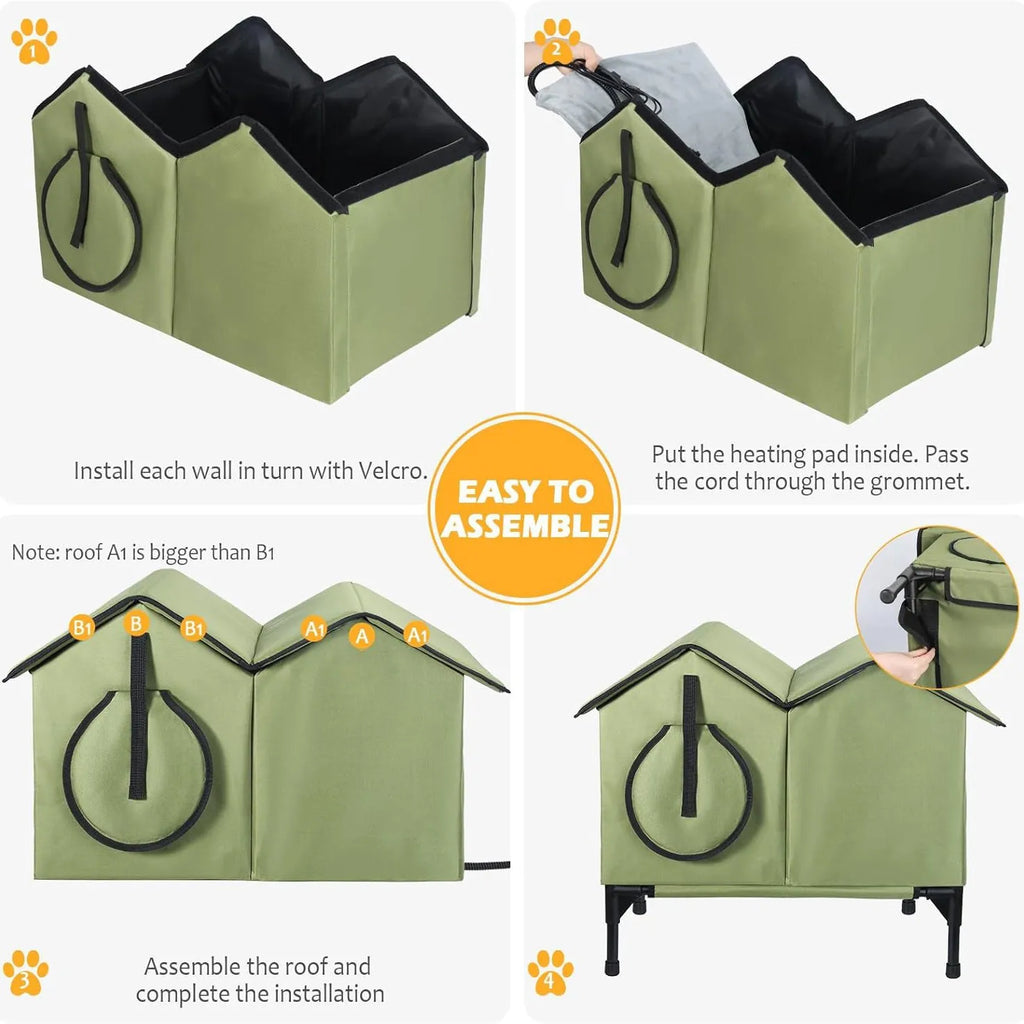 Weatherproof Outdoor Heated Cat House & Thermostatic Winter Shelter
