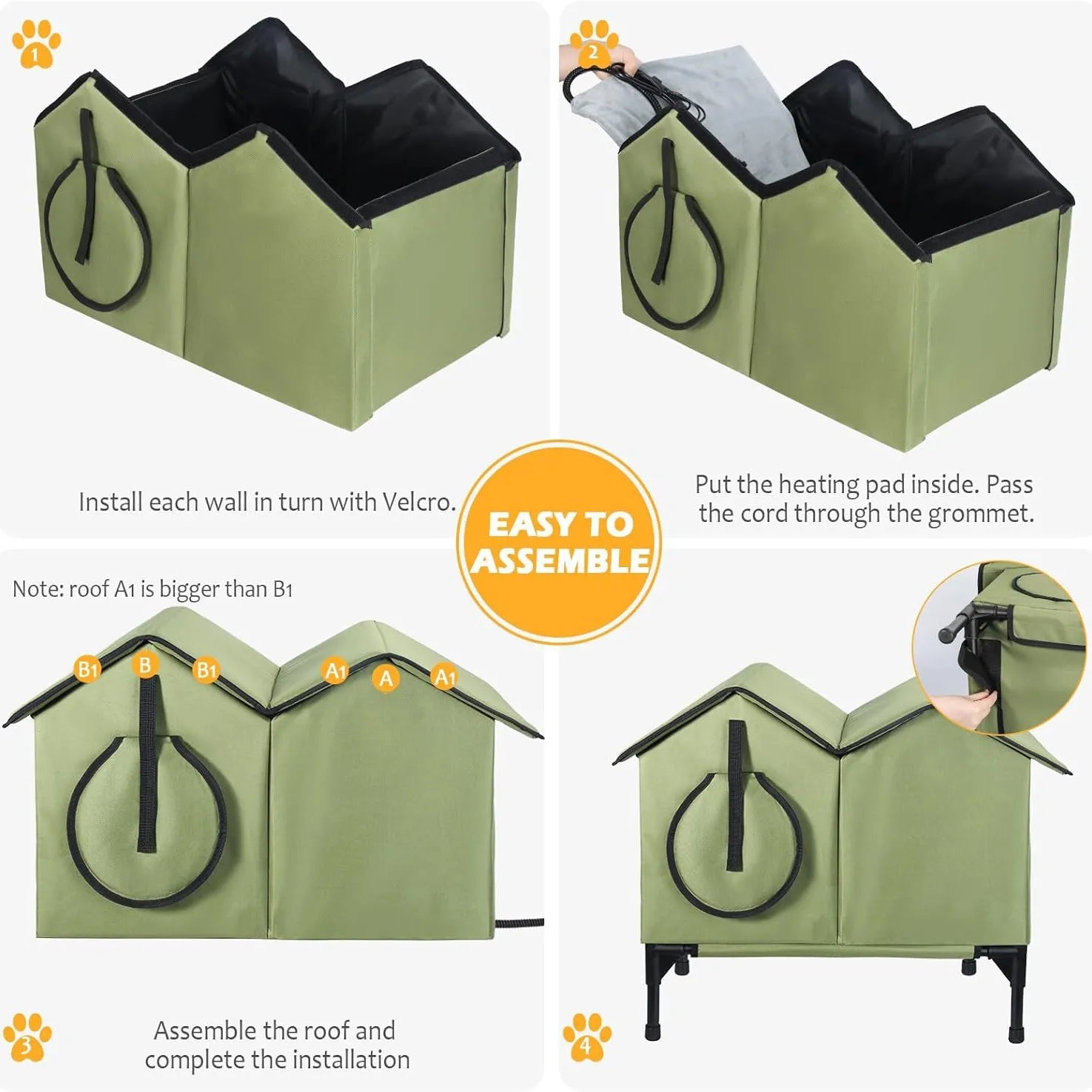 Weatherproof Outdoor Heated Cat House & Thermostatic Winter Shelter