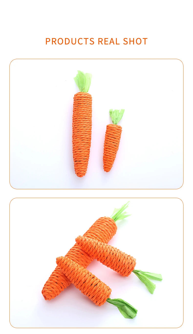 Interactive Carrot Cat Chew Toy | Bite-Resistant Natural Paper Rope Dental Scratcher