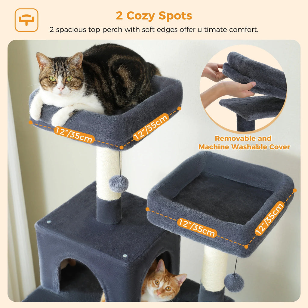 Deluxe 8-Level Multi-Cat Tree Tower with Spacious Hammock & Scratching Board (183cm)