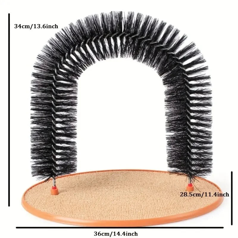 3-in-1 Cat Grooming Arch & Scratching Pad | Interactive Self-Massage Bristle Toy