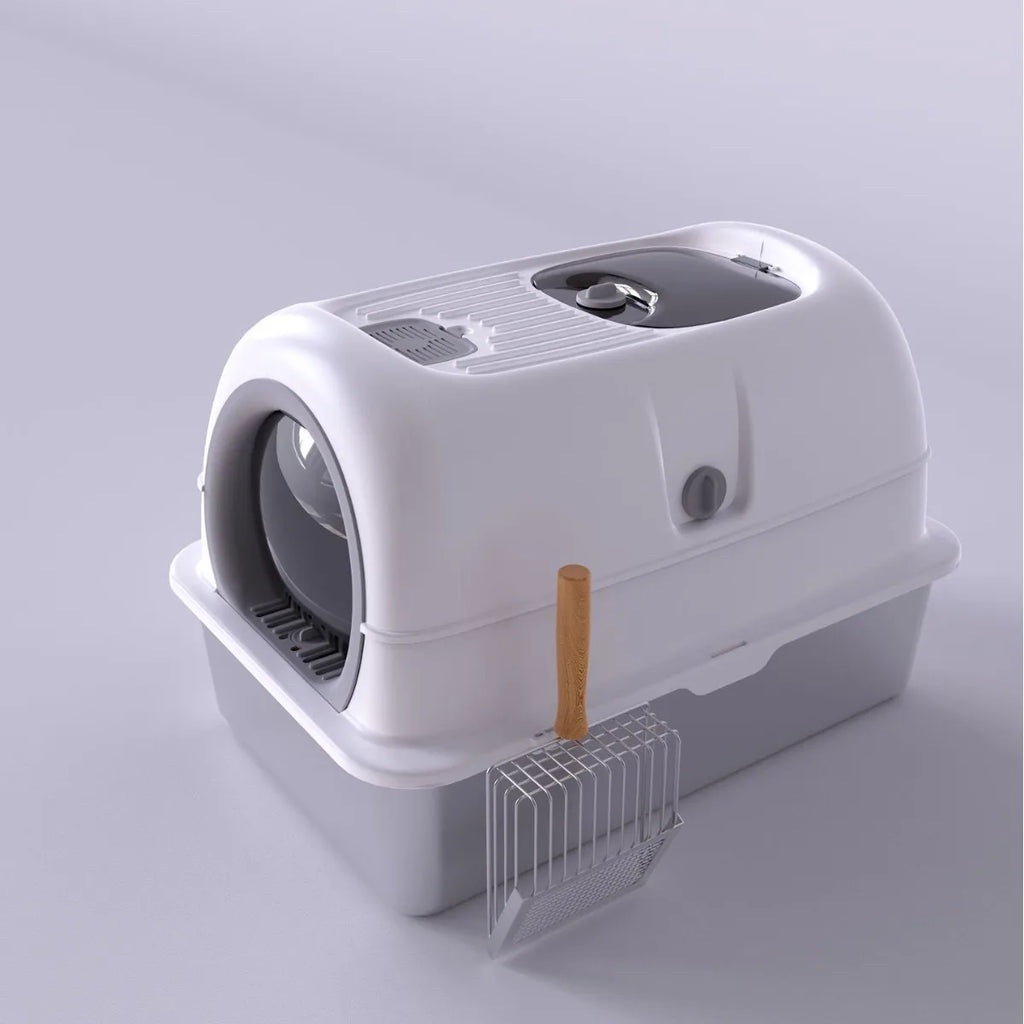 Enclosed Stainless Steel Luxury Cat Litter Box | Anti-Splash Odor-Free XL Kitty Toilet