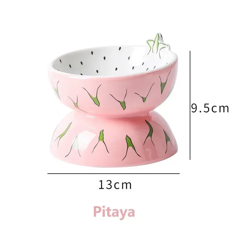 Cute Slanted Ceramic Fruit Pet Bowl