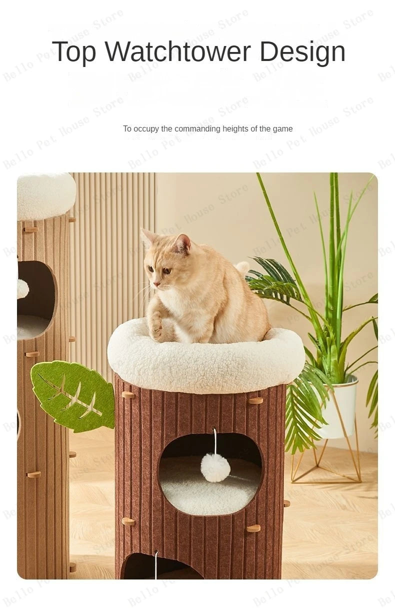 Minimalist Multi-Layer Felt Tree Stump Cat House & Scratching Lounge