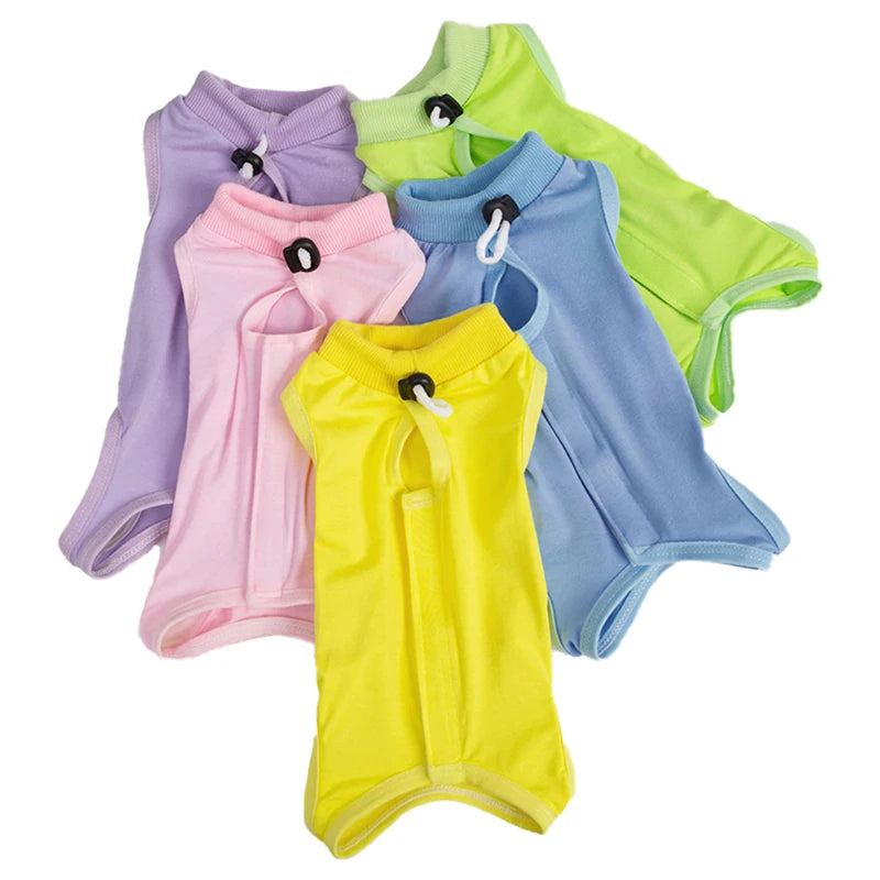 Minimalist Solid Cat Surgery Recovery Vest - Breathable Anti-Lick Post-Op Jumpsuit