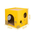 Double-Layer Pine Wood & Cardboard Cat House Scratcher