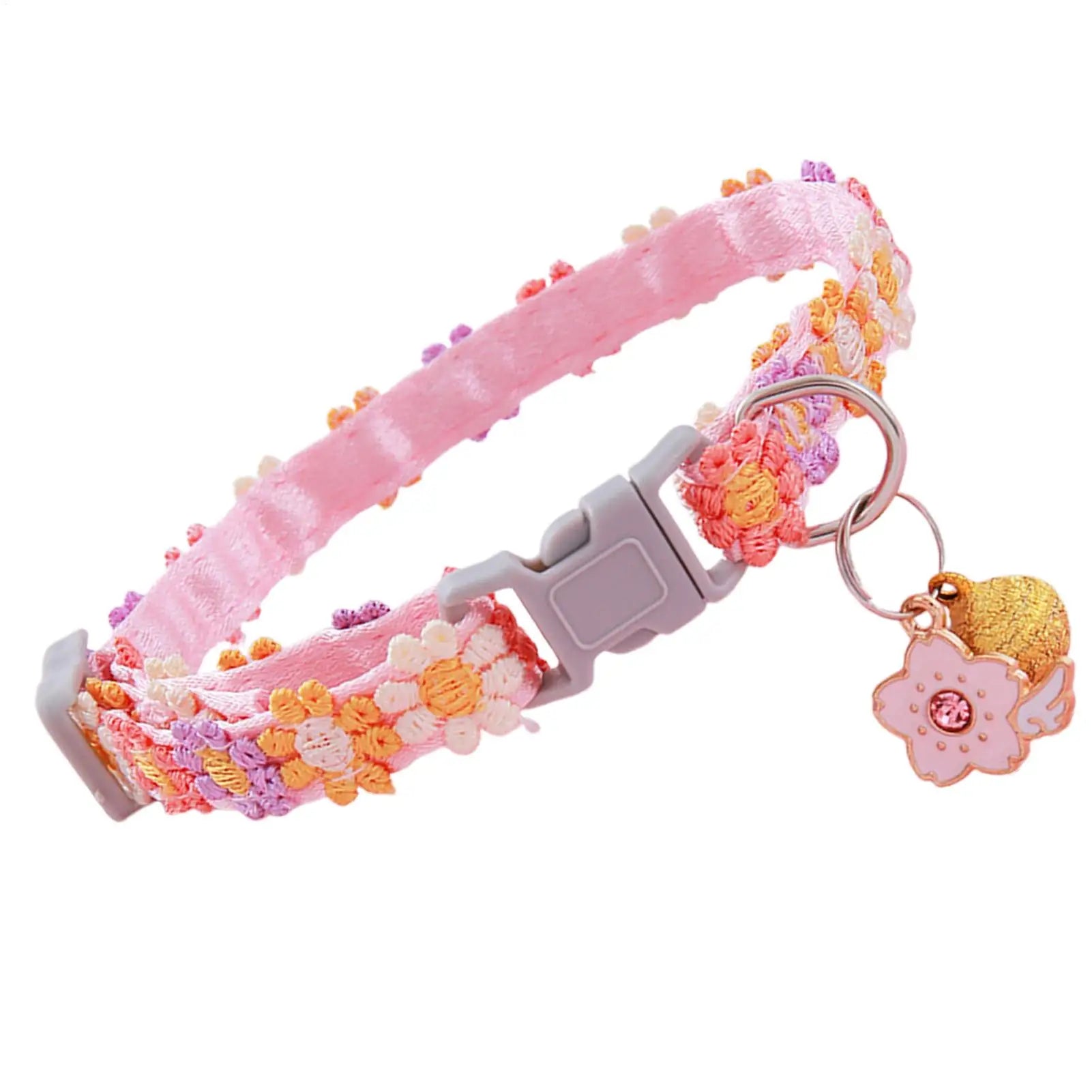 Adjustable Flower Breakaway Cat Collar with Detachable Bell