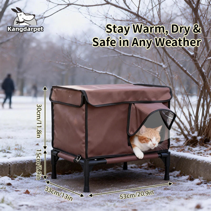 Insulated Waterproof Outdoor Cat House with Escape Door