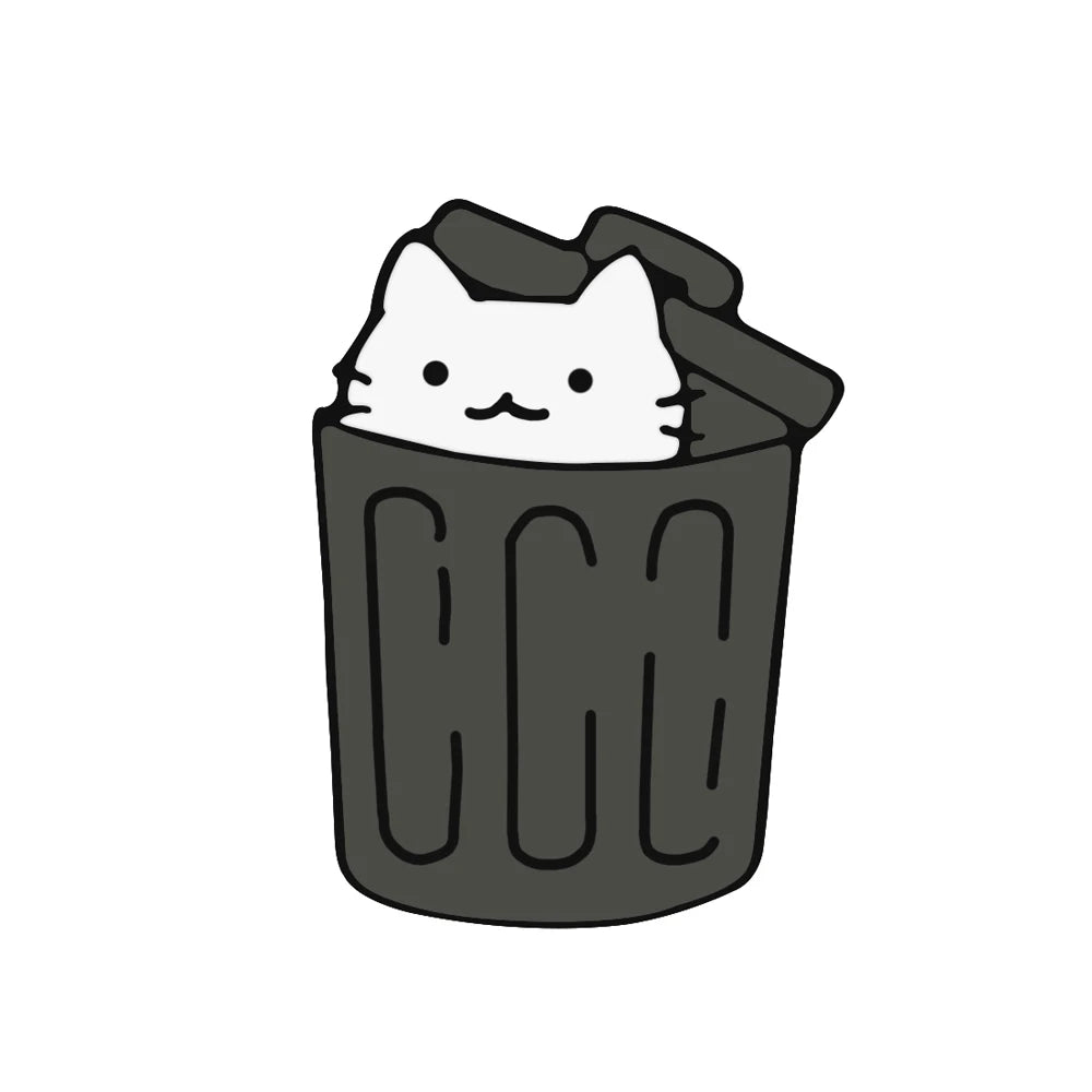 Edgy, Cute, Rebel, Punk Black-White Cat with Knife Enamel Pin