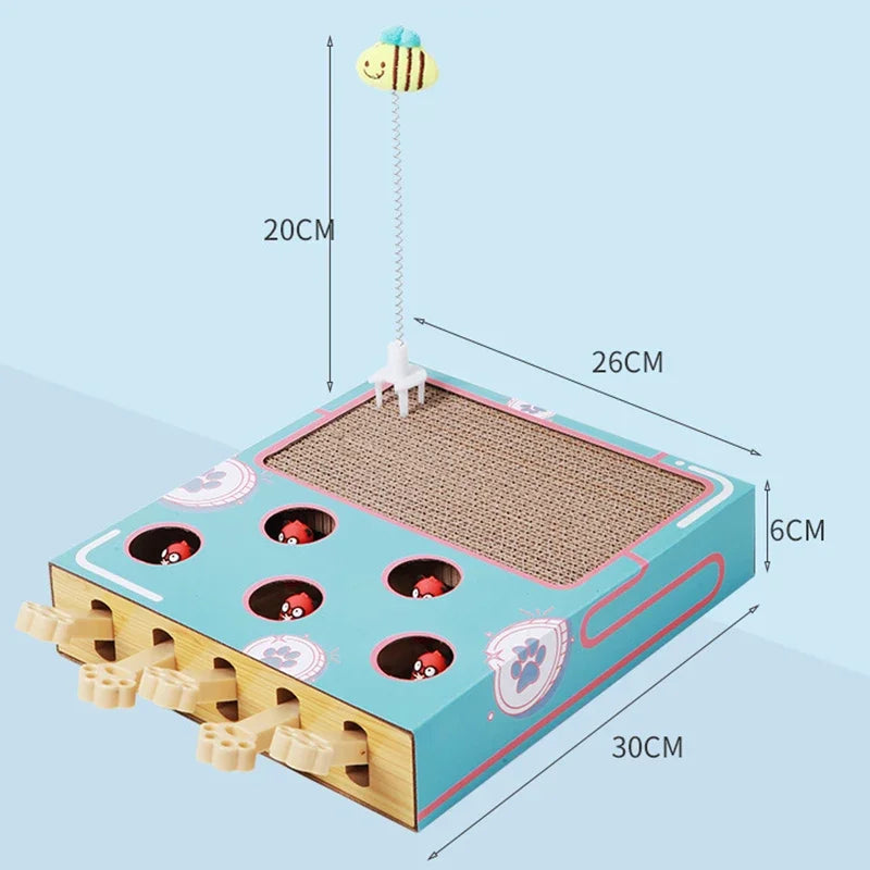 Interactive 3-in-1 Whack-A-Mole Cat Enrichment Toy & Scratching Pad