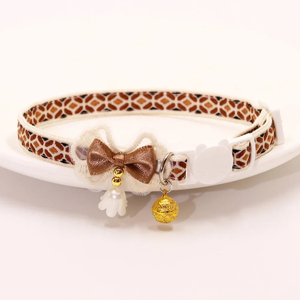 Adjustable Cartoon Print Cat Collar with Location Bell