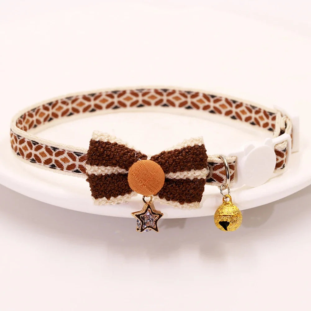 Adjustable Cartoon Print Cat Collar with Location Bell