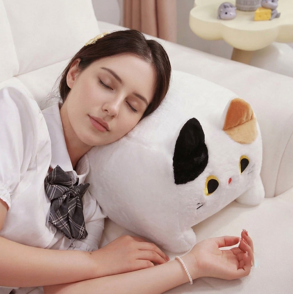 Kawaii Fluffy Chonk Standing Fuzzy Cube Cat Plushie
