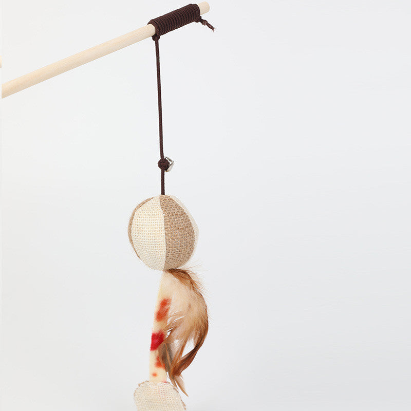 Interactive Eco-Friendly Cat Teaser Wand (Durable Hemp Rope & Wood)
